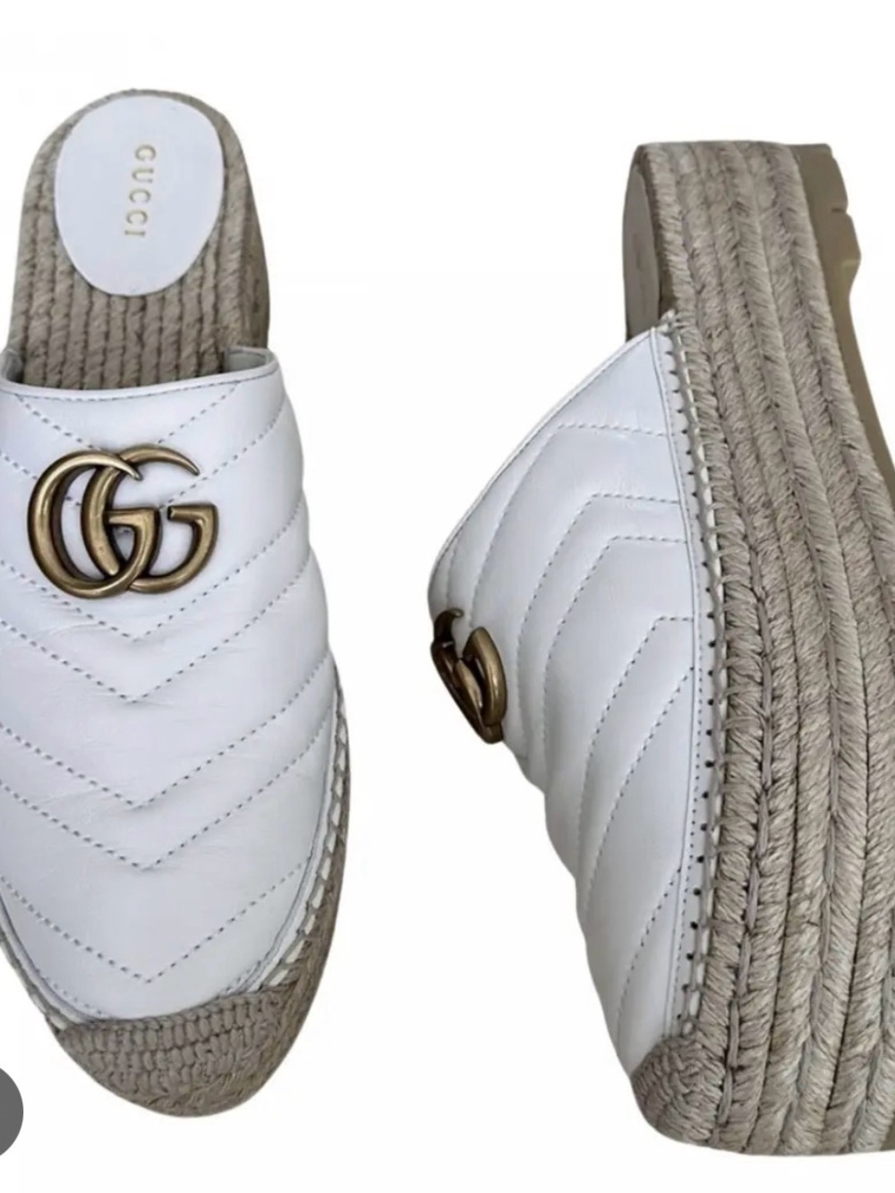 Gucci White Pilar Platform Espadrilles